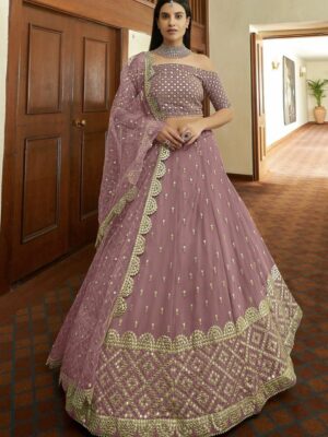 Wedding Wear Lehenga Choli Deep Onion Pink Floral Printed Georgette 3 Piece Set