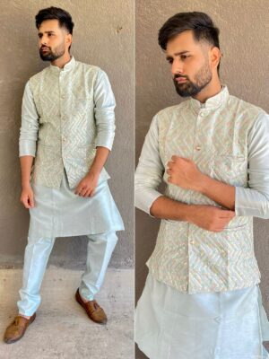 Manyavar Festive Wear Kurta Pant Koti 3 Piece Set