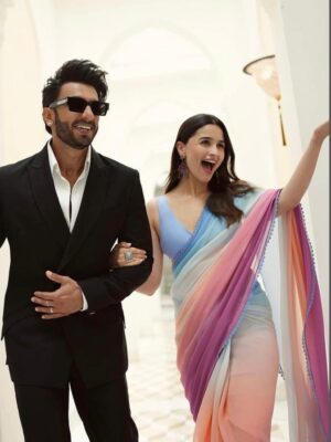 Alia Bhat Bollywood Designer Saree with Blouse Georgette Digital Print