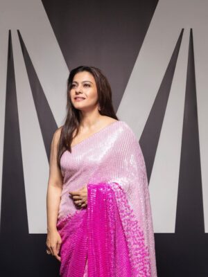 Kajol Devgan Bollywood Designer Saree with Blouse handcrafted sequence work