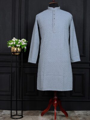 Men's Traditional Kurta Pant with heavy Sequence 2 Piece Set