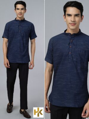 Short Sleeves Khadhi kurta with pocket 
