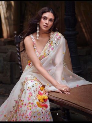 Aditi Rao Hydari Bollywood Designer Lehenga Choli with Sequence Embroidery work 3 Piece Set