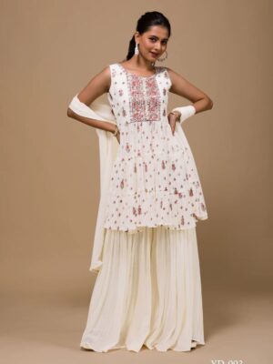 Party Wear Sarara with Embroidery 3 Piece Set