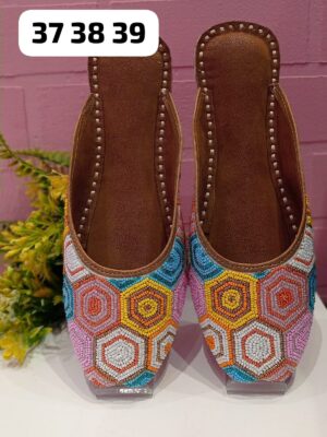 Designer Open Slipper with Mirror, Beaded and Embroidery work