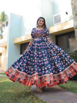 Designer Gowns Heavy Gota Zari and Thread Work with Digital Print 