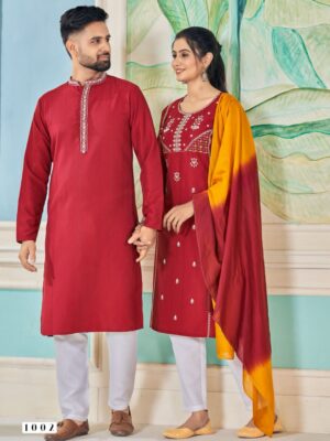 Soul Mates Kurta Pant & Kurti Set Weaving Stripe With Embroidery Work 5 Piece Set