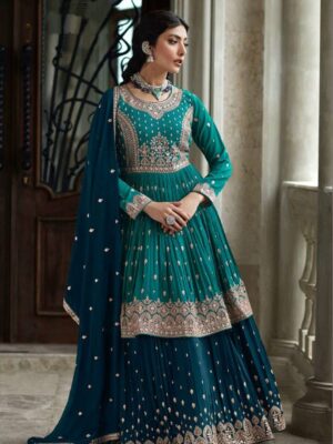 Sharara Pattern Lehenga Heavy Embroidery Sequence Work 3 Piece Set