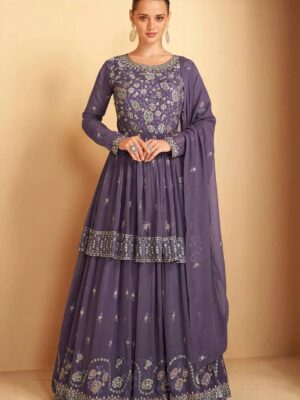 Sharara Pattern with Lehenga Embroidery Sequence Work 3 Piece Set 