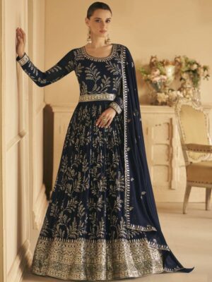 Heavy Embroidery and Sequence design Work Gown 2 Piece Set 