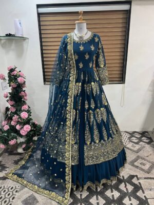 Gown with Faux Georgette With Embroidery Sequence Work 2 Piece Set