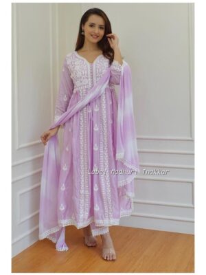 Premium Rayon Cotton Kurti Set with beautiful chikankari Work on yoke 3 Piece Set