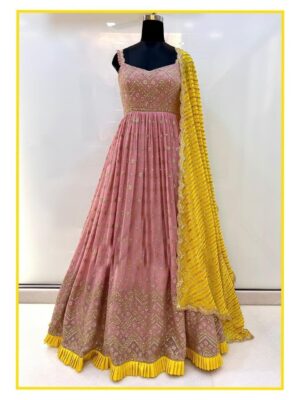 Designer Gown On Heavy Georgette With Thread with Sequence work 2 Piece Set